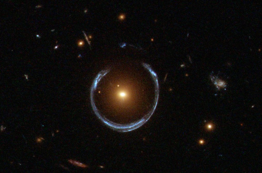 A star amplifying light from a galaxy behind it